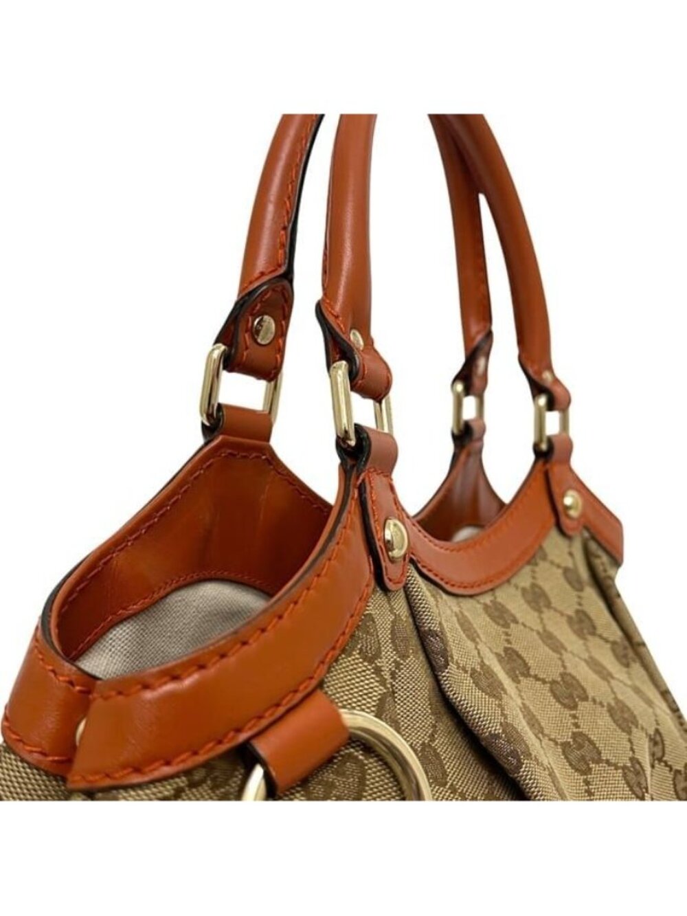 Gucci Tote Beige Orange GG Canvas Interlocking - Picture 8 of 10